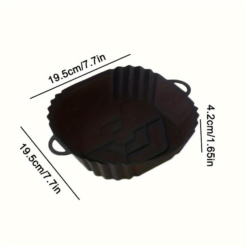 1pc Reusable Silicone Air Fryer Liner - Non-Stick, Foldable Baking Pan with Handle, Heat-Resistant Round Fryer Mat for Healthy Cooking, Food-Safe Kitchen Accessory, Air Fryer Accessories