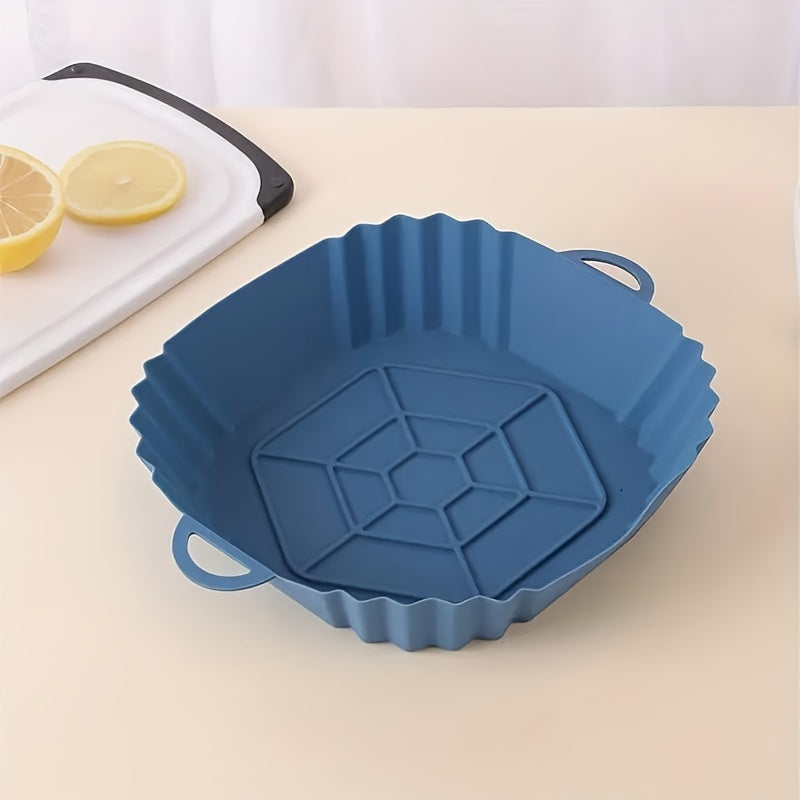 1pc Reusable Silicone Air Fryer Liner - Non-Stick, Foldable Baking Pan with Handle, Heat-Resistant Round Fryer Mat for Healthy Cooking, Food-Safe Kitchen Accessory, Air Fryer Accessories