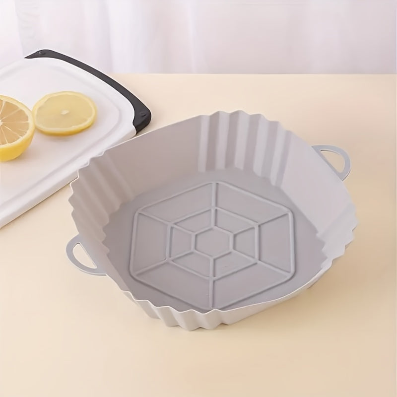 1pc Reusable Silicone Air Fryer Liner - Non-Stick, Foldable Baking Pan with Handle, Heat-Resistant Round Fryer Mat for Healthy Cooking, Food-Safe Kitchen Accessory, Air Fryer Accessories