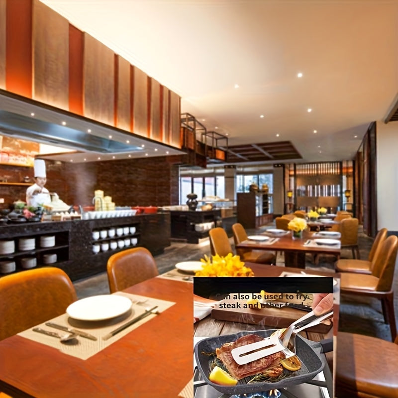 Stainless Steel Spatula 2-in-1 Multifunctional Kitchen Utensil Set with Magnetic Handle, Can Be Used for Frying, Flipping and Grasping - Includes Fish Spatula and Pancake Spatula, 1 Set