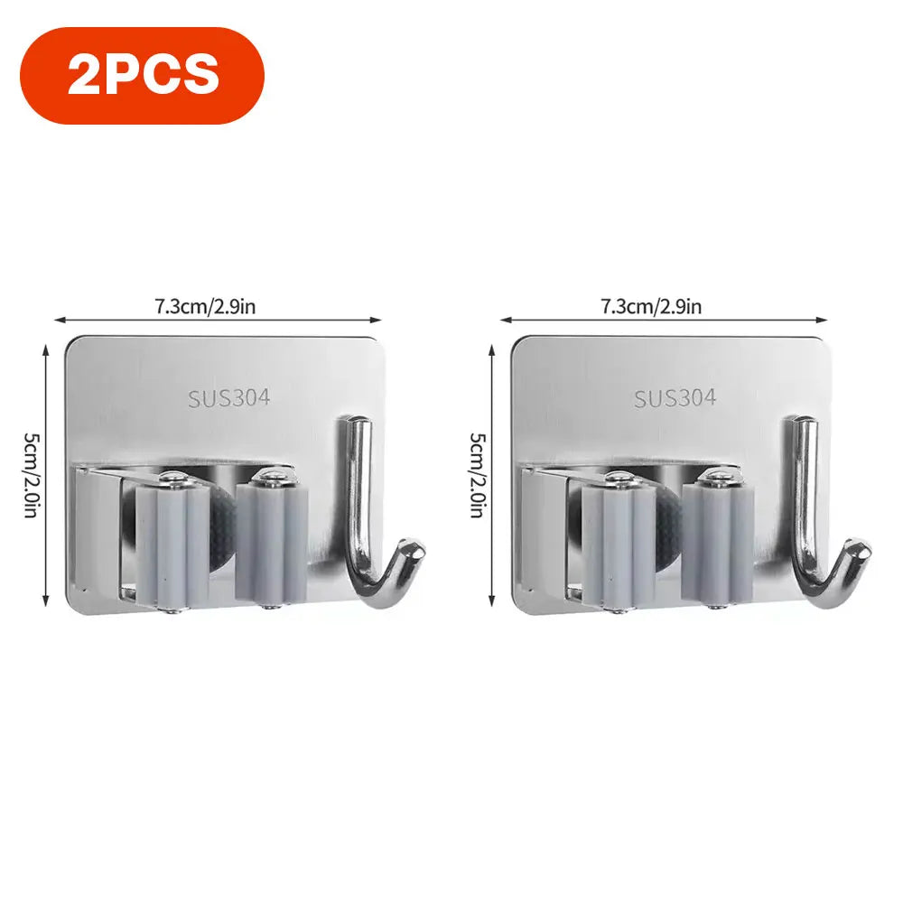 Multi-Purpose Hooks Adhesive Wall Hanging Mop Rack Broom Hanger Hook Kitchen Bathroom Organization Home Organizer Accessories 