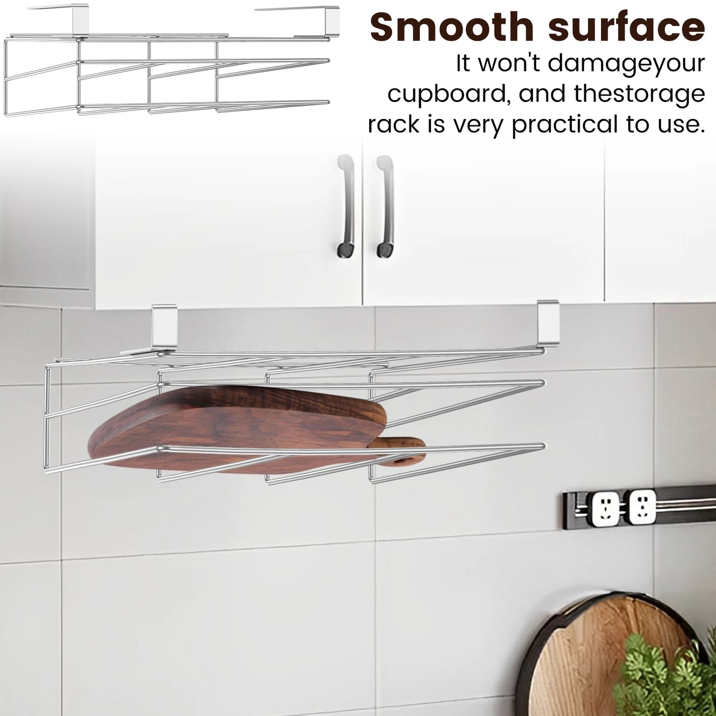 Under Cabinet Cutting Board Organizer Holder Kitchen Hanging Chopping Board Pot Lid Kitchenware Storage Rack Stainless Steel