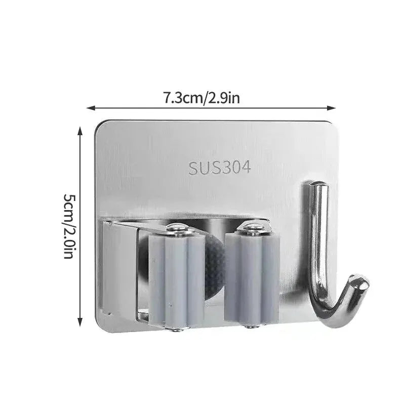 Multi-Purpose Hooks Adhesive Wall Hanging Mop Rack Broom Hanger Hook Kitchen Bathroom Organization Home Organizer Accessories 