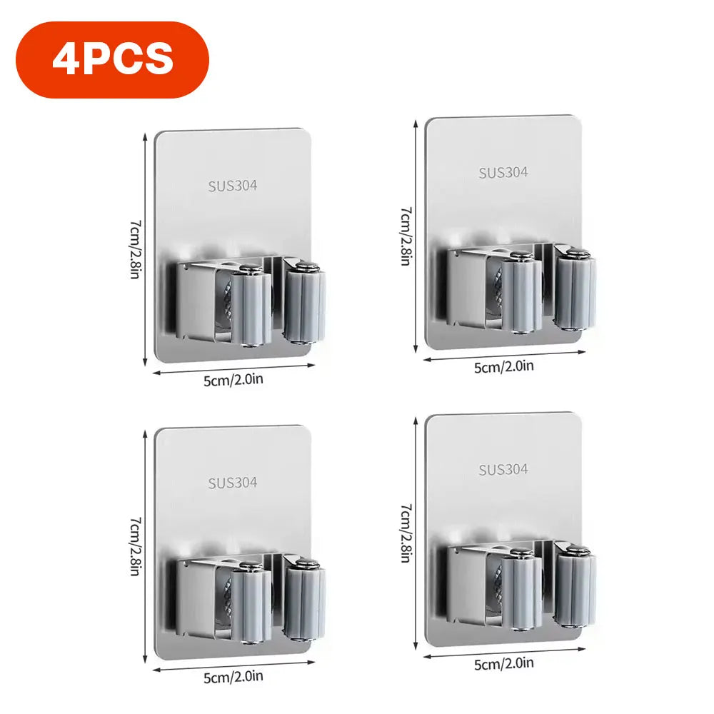 Multi-Purpose Hooks Adhesive Wall Hanging Mop Rack Broom Hanger Hook Kitchen Bathroom Organization Home Organizer Accessories 