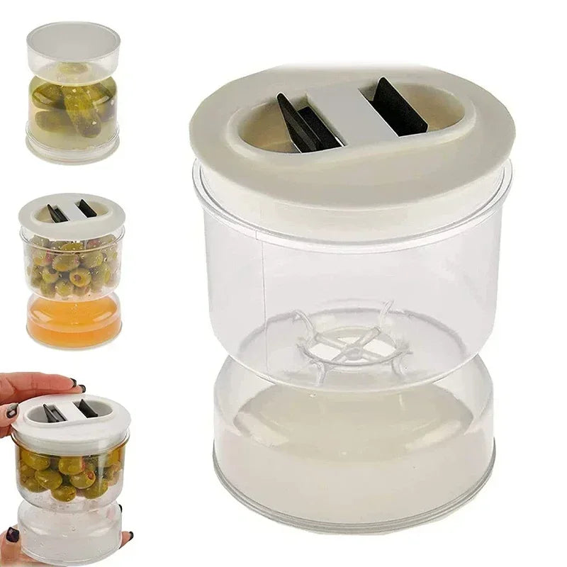 Sealed Jar for Pickle Home Wet and Dry Separation Pickle Jar with Flip Container and Strainer Hourglass Design Olives Container