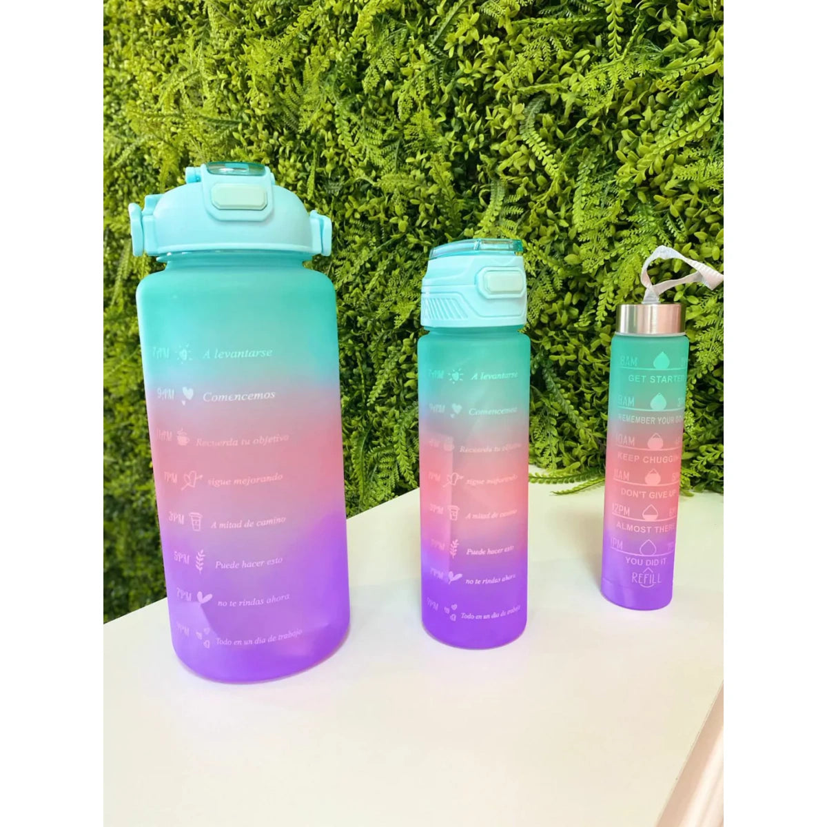 Kit 3 Garrafas Água de 300M+ 900ML+ 2000ML