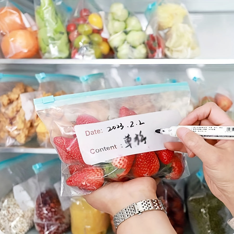 10pcs Reusable Kitchen Storage Bags with Sliding Zipper - Clear Plastic Food Organizer for Fruits, Vegetables, Snacks, Grains & Travel Essentials, Labeled for Easy Identification, Perfect for Fridge & Pantry Organization, Sna