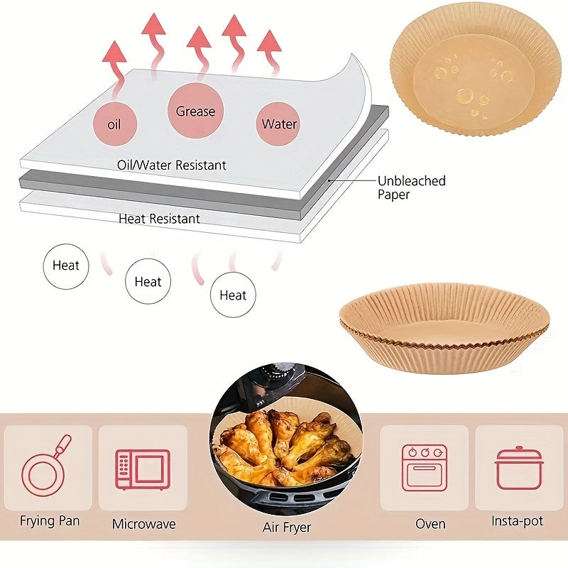 10/50/100pcs, Disposable Air Fryer Liners (16.0cm), Square Paper Air Fryer Liner Pots, Paper Basket Bowls, Baking Trays, Oven Accessories, Baking Tools, Kitchen Gadgets, Kitchen Accessories