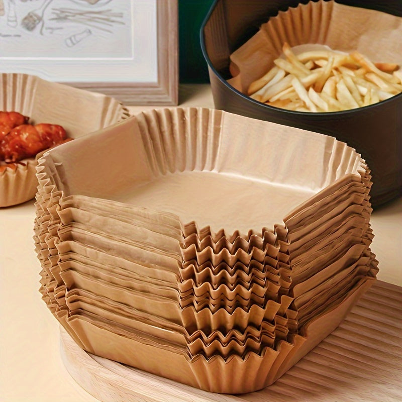 10/50/100pcs, Disposable Air Fryer Liners (16.0cm), Square Paper Air Fryer Liner Pots, Paper Basket Bowls, Baking Trays, Oven Accessories, Baking Tools, Kitchen Gadgets, Kitchen Accessories