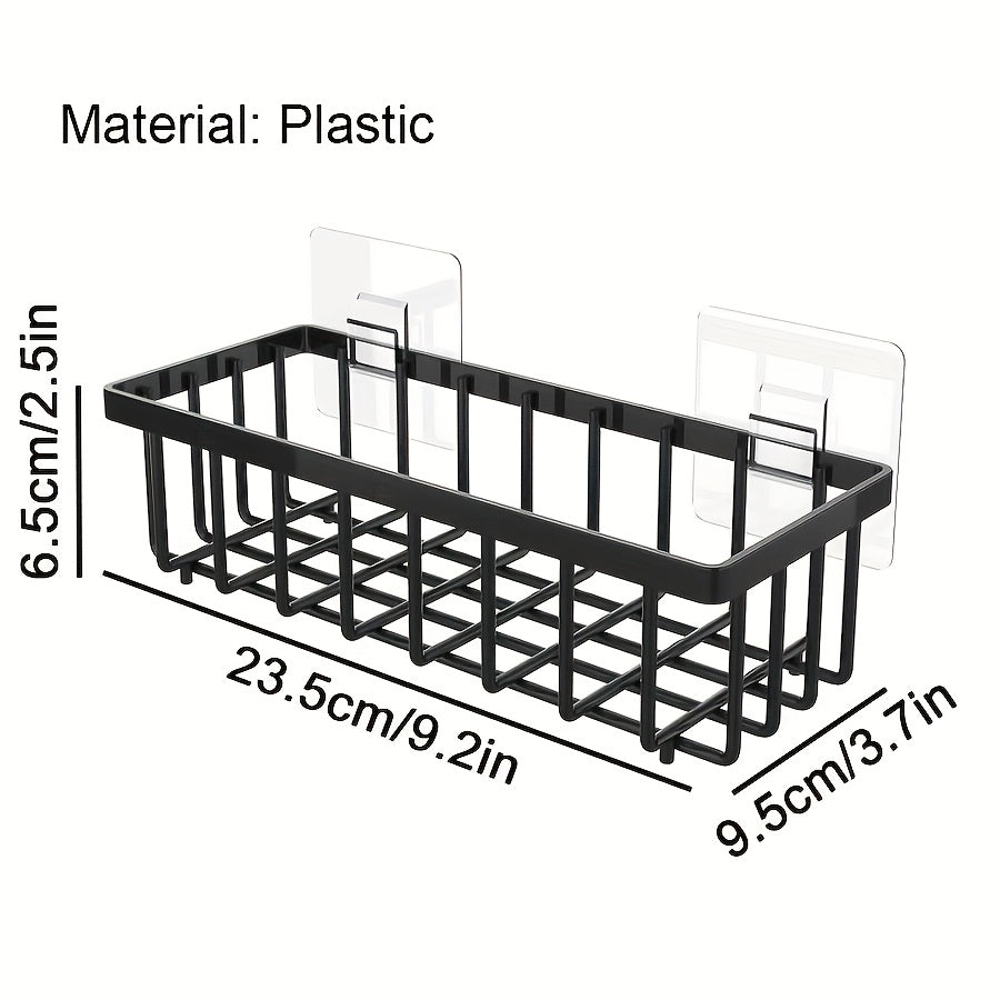 1pc Easy-to-Install Kitchen Sink Organizer Rack - No Drilling Required, Multi-Purpose Storage Shelf for Sponges, Brushes and Towels - Modern Plastic Design, Kitchen Sink Accessories, Floating Shelves
