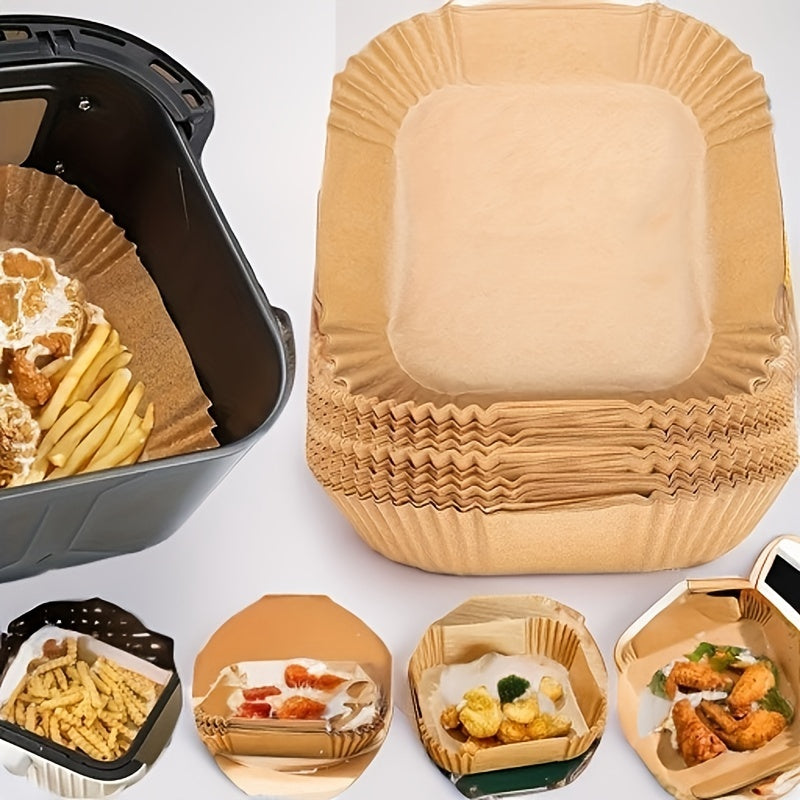 10/50/100pcs, Disposable Air Fryer Liners (16.0cm), Square Paper Air Fryer Liner Pots, Paper Basket Bowls, Baking Trays, Oven Accessories, Baking Tools, Kitchen Gadgets, Kitchen Accessories