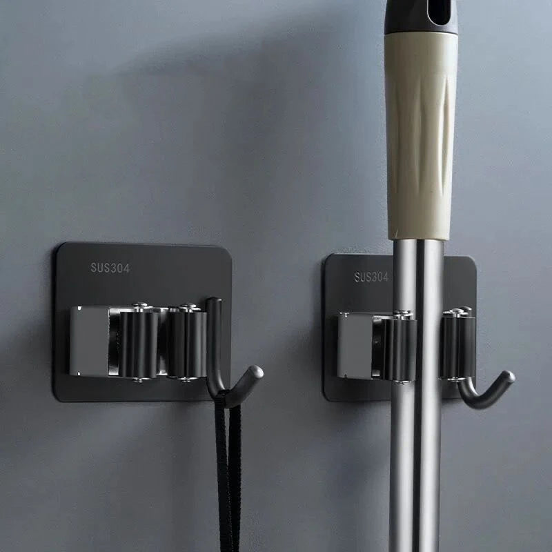 Multi-Purpose Hooks Adhesive Wall Hanging Mop Rack Broom Hanger Hook Kitchen Bathroom Organization Home Organizer Accessories ﻿