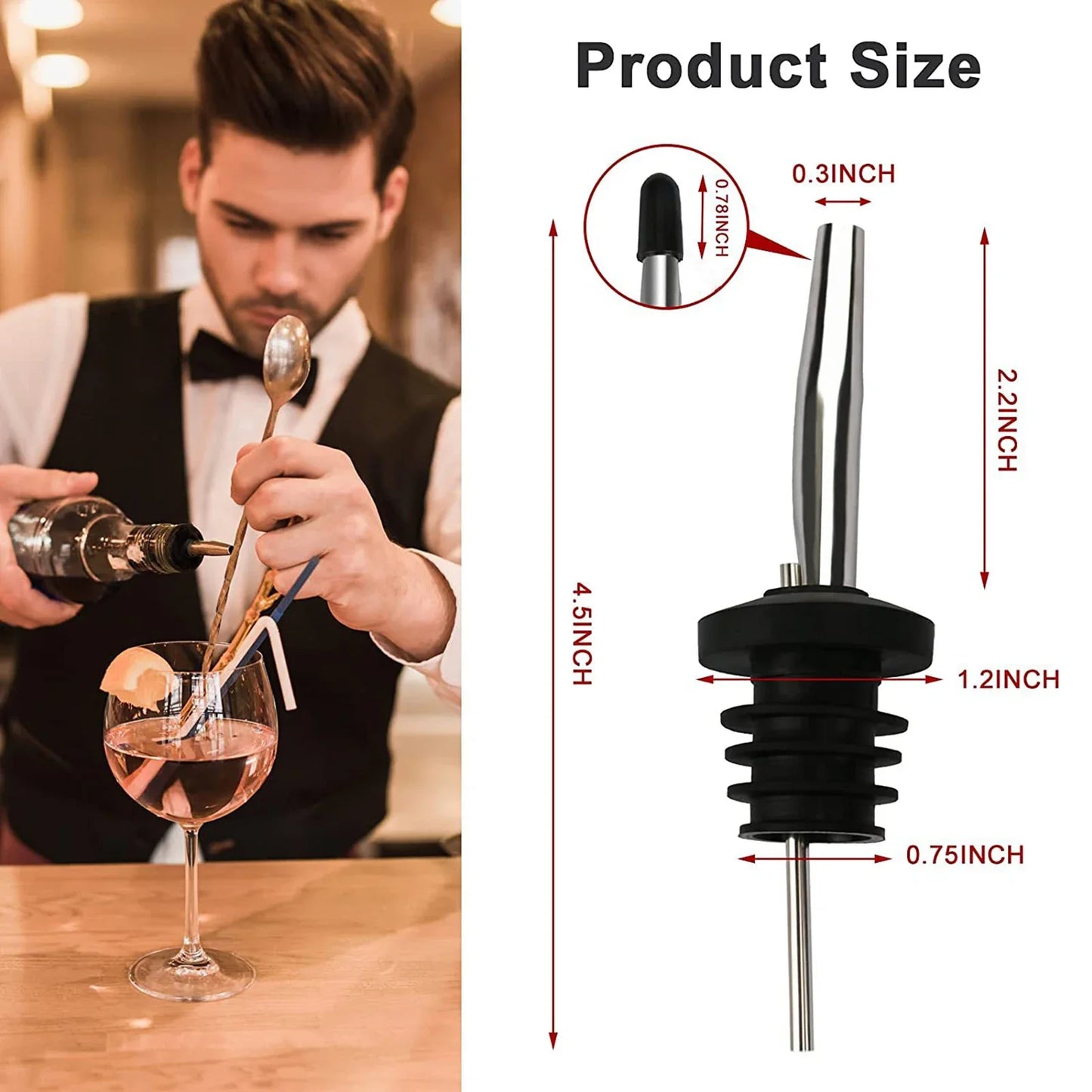 4/8/16/24 Packs Liquor Bottle Pourers for Alcohol Stainless Steal Liquor Bottle Dispensers Speed Pourers for Spirits Bottles