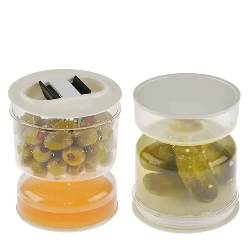 Sealed Jar for Pickle Home Wet and Dry Separation Pickle Jar with Flip Container and Strainer Hourglass Design Olives Container