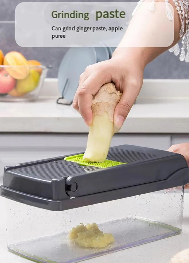 14/16pcs Multifunctional Vegetable Slicer Cutter Food Grade Shredder with Basket Fruit Potato Onion Mincer Chopper Carrot Grater