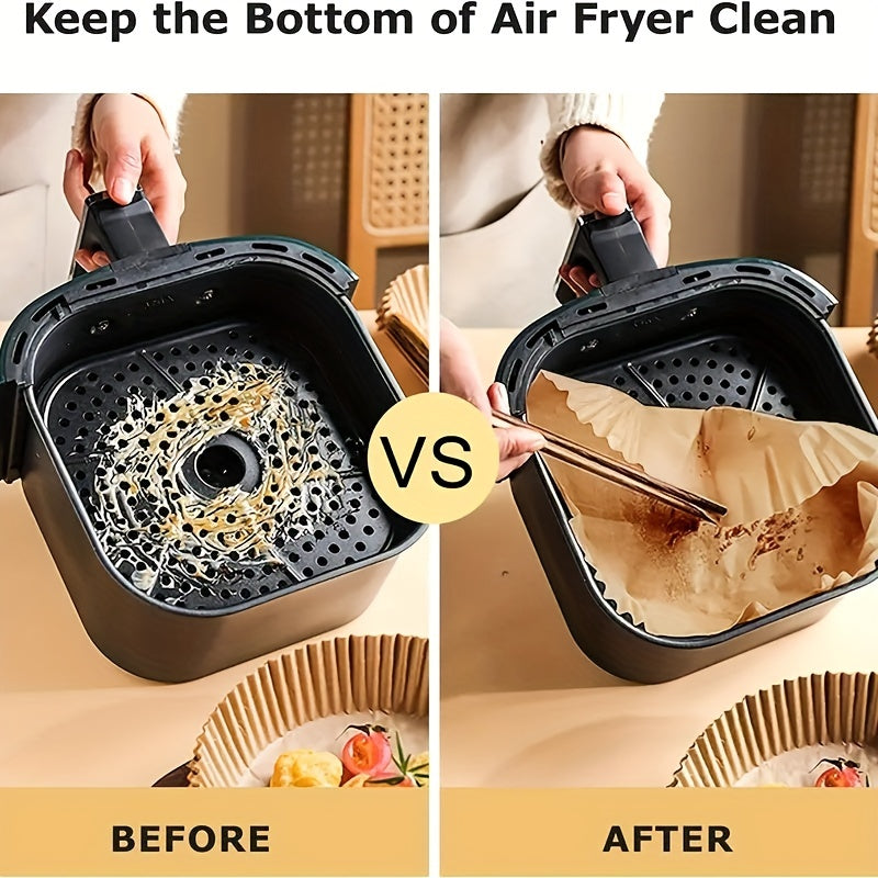 10/50/100pcs, Disposable Air Fryer Liners (16.0cm), Square Paper Air Fryer Liner Pots, Paper Basket Bowls, Baking Trays, Oven Accessories, Baking Tools, Kitchen Gadgets, Kitchen Accessories