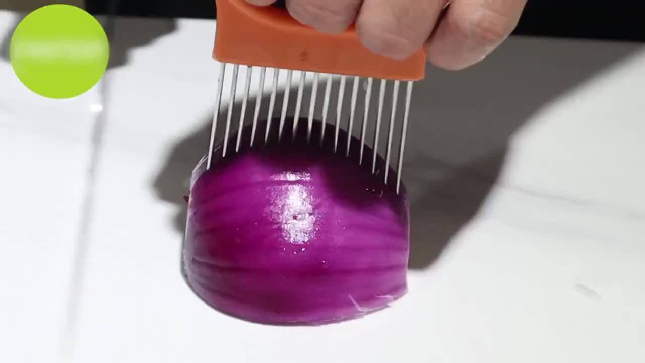 Stainless Steel Multi-Use Kitchen Tool - Onion Slicer & Meat Tenderizer, Ideal for Vegetables & Fruits, Ergonomic Grip Handle