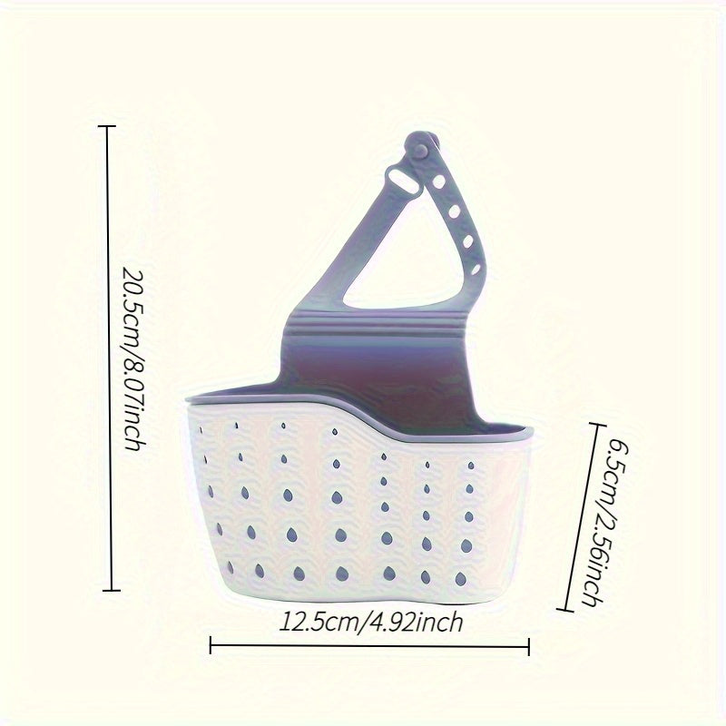 Adjustable Clip-on Sink Organizer - Heavy-Duty Plastic Dish Drying Rack with Sponge Holder, Knife Slots, Space-Saving Drain Basket - Over Sink Organizer for Small Kitchen, Apartment, Bathroom - Easy Installation, No Installat