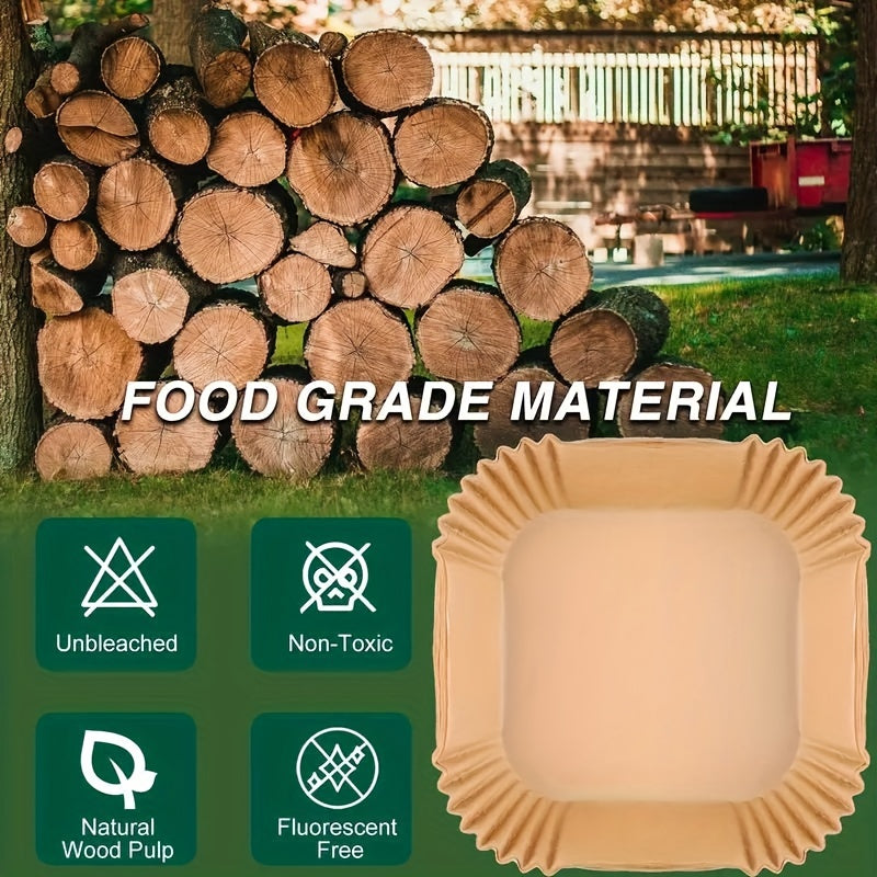 10/50/100pcs, Disposable Air Fryer Liners (16.0cm), Square Paper Air Fryer Liner Pots, Paper Basket Bowls, Baking Trays, Oven Accessories, Baking Tools, Kitchen Gadgets, Kitchen Accessories